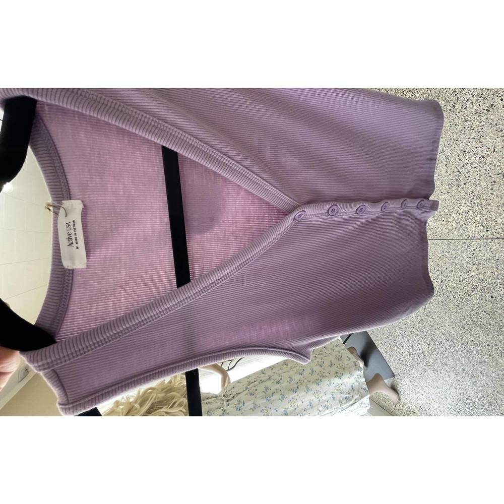 NEW ACTIVE BASIC button up tank in lavendar